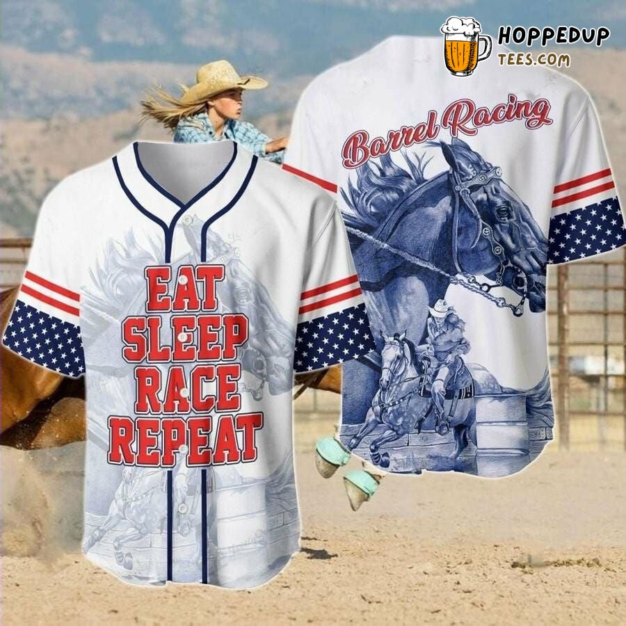 Barrel Racing Rope Repeat Eat Sleep Baseball Jersey Unique Design Distinctive