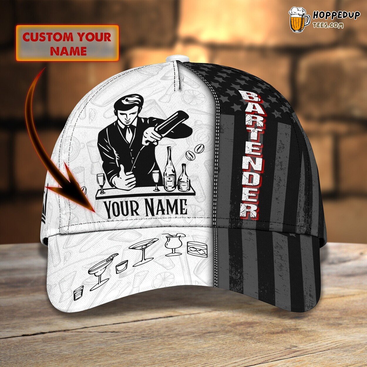 Bartender Edition Classic 3D Cap Personalized Name Unique Design Series
