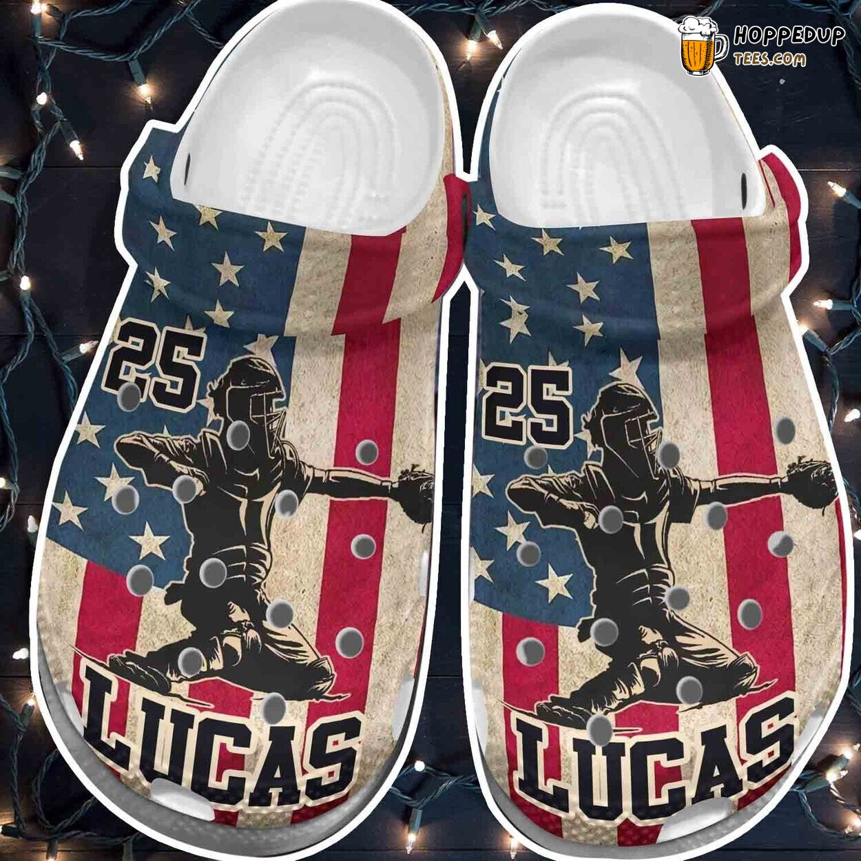 Baseball 4th July USA Flag Batter America Personalized Clogs Shoes