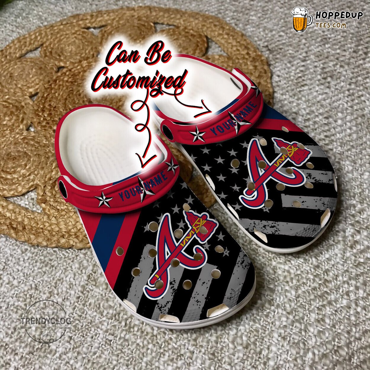 Baseball ABraves Flag American Personalized Comfortable Clog Shoes