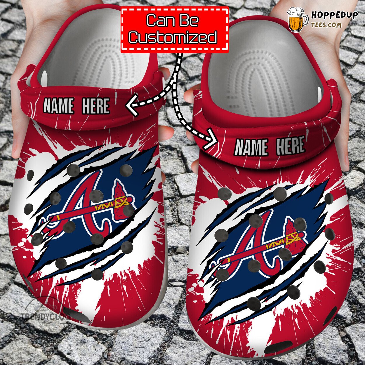 Baseball ABraves Ripped Claw Design Personalized Clog Shoes