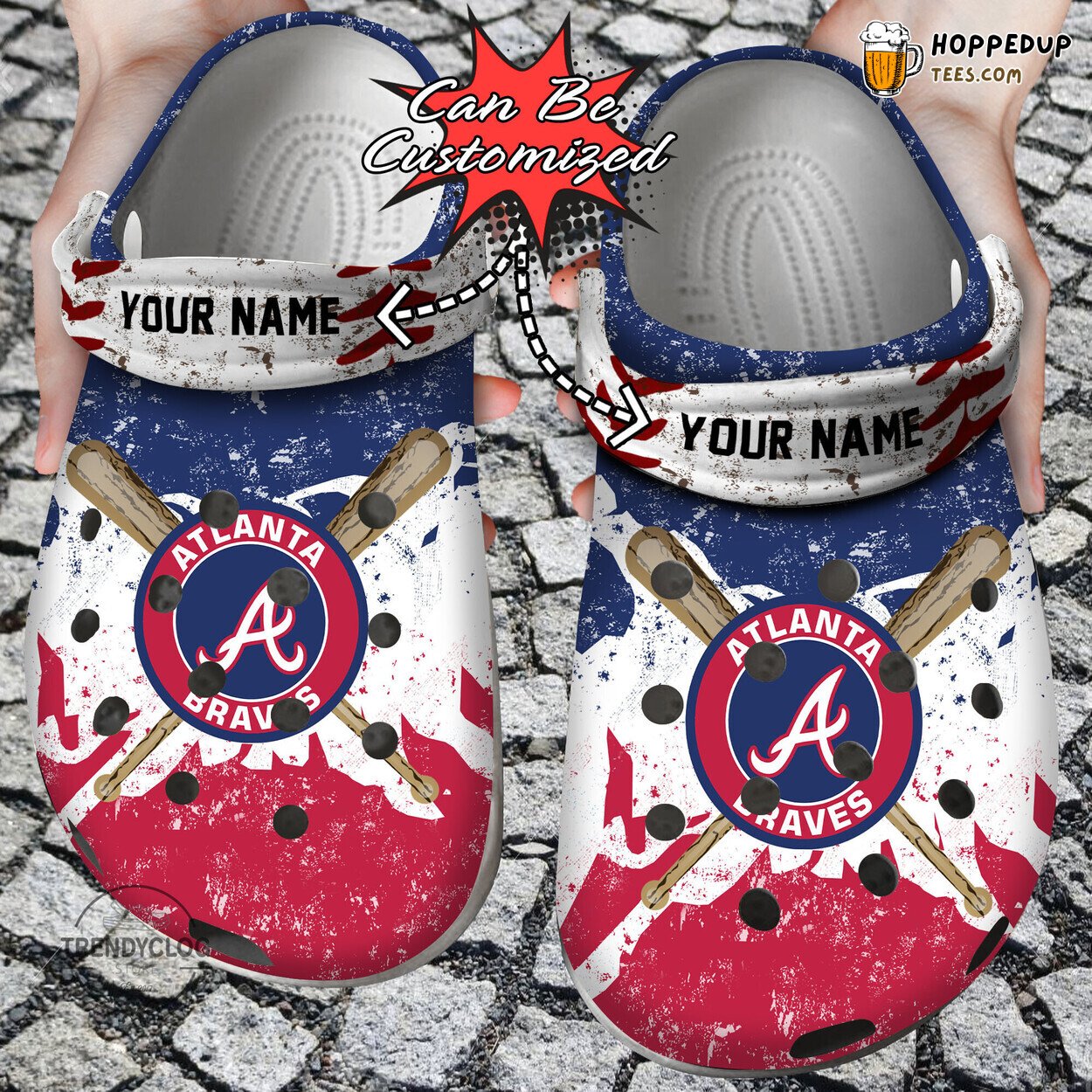Baseball ABraves Watercolor New Personalized Comfortable Clog Shoes