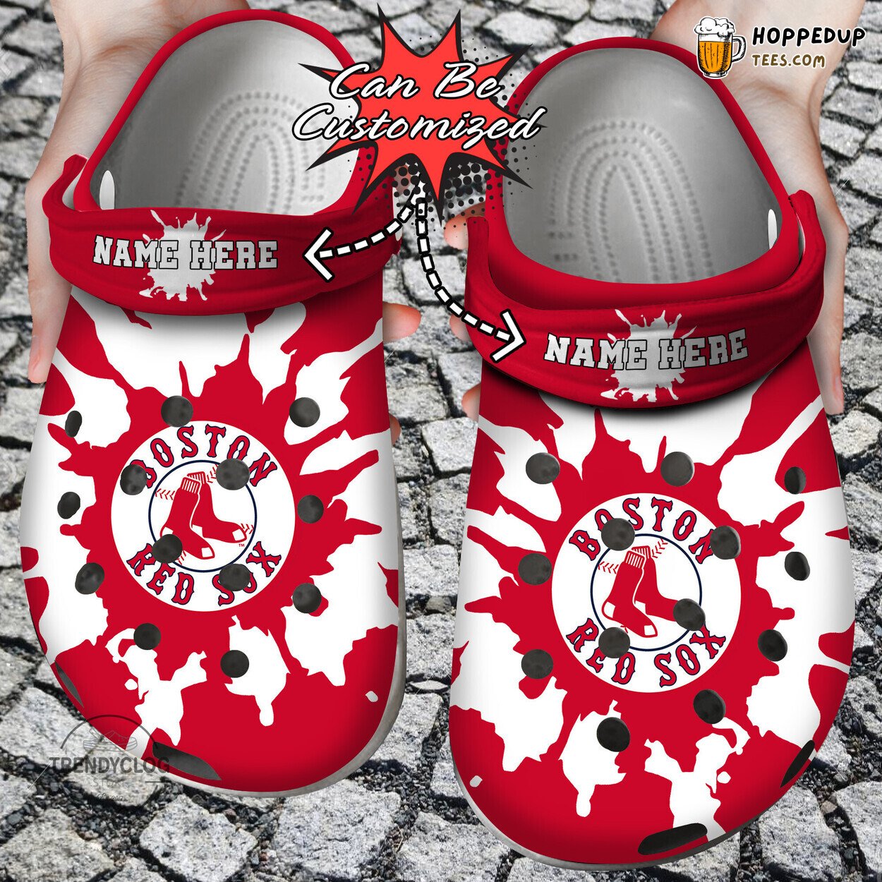 Baseball BRed Sox Color Splash Personalized Comfortable Clog Shoes
