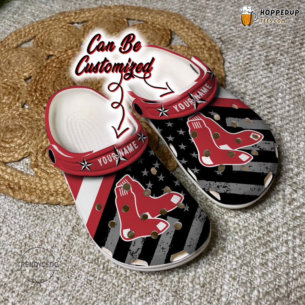 Baseball BRed Sox Flag American Personalized Comfortable Clog Shoes