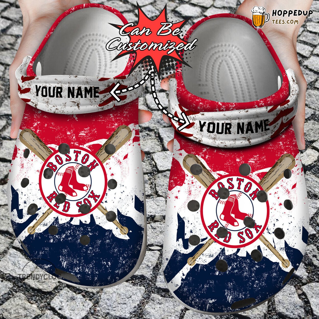 Baseball BRed Sox Watercolor New Personalized Comfortable Clogs
