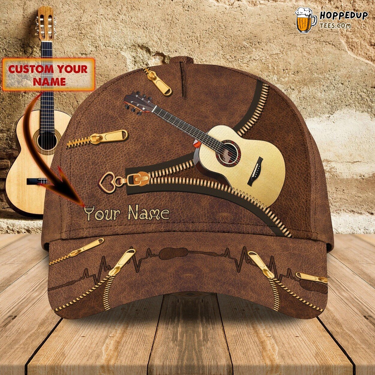 Baseball Cap Guitar Lovers Classic Leather Old Man Outdoor Father Guitar Hat