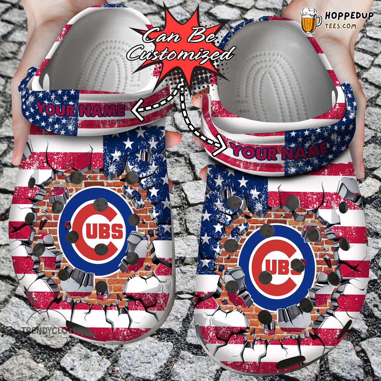 Baseball CCubs American Flag Wall Breaking Personalized Clog Shoes