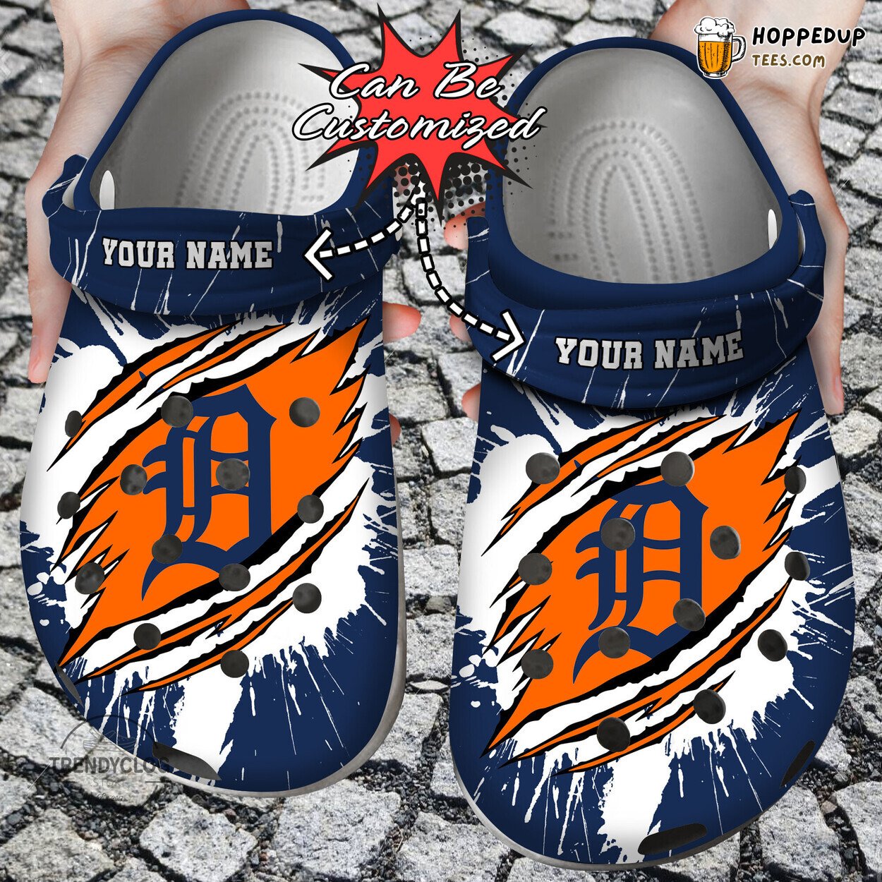 Baseball DTigers Ripped Claw Personalized Comfortable Clog Shoes