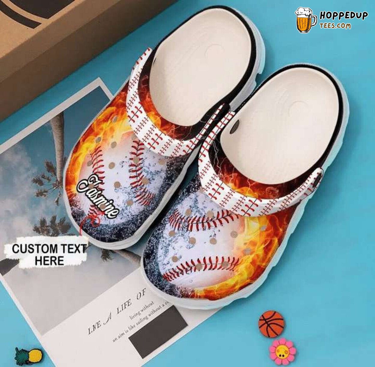 Baseball Fire Fan Gift Classic Water Themed Comfortable Unique Clogs