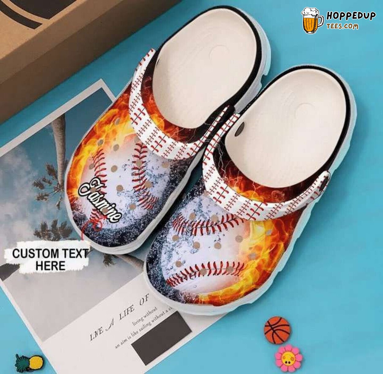 Baseball Fire Theme Comfortable Stylish Comfy Rubber Clog Footwear