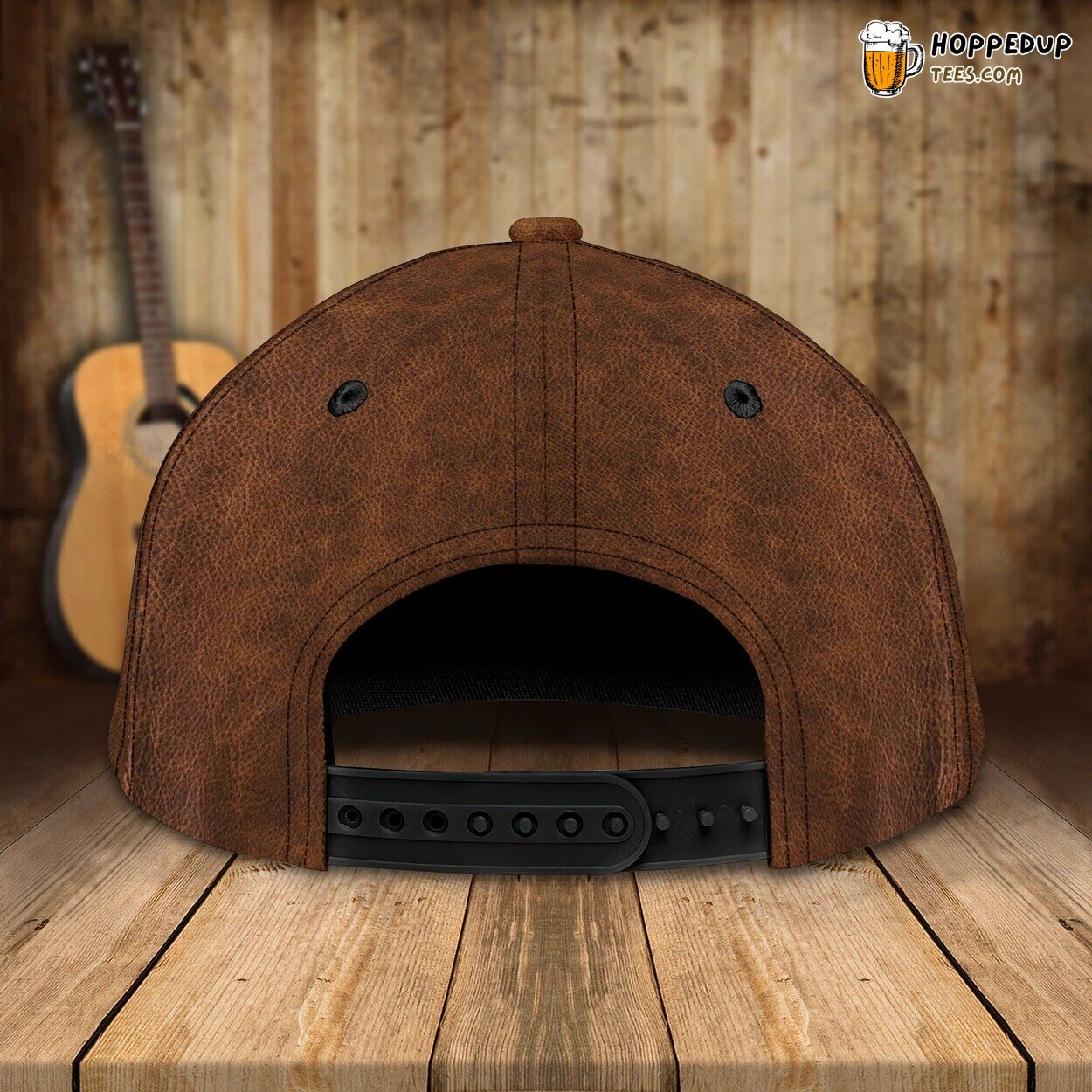 Baseball Guitar Cap Summer Leather Brown Pattern Guitarist Gift Hat