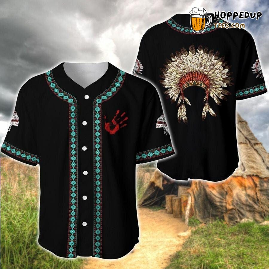 Baseball Jersey Featuring Native American Hand Unique Design Edition