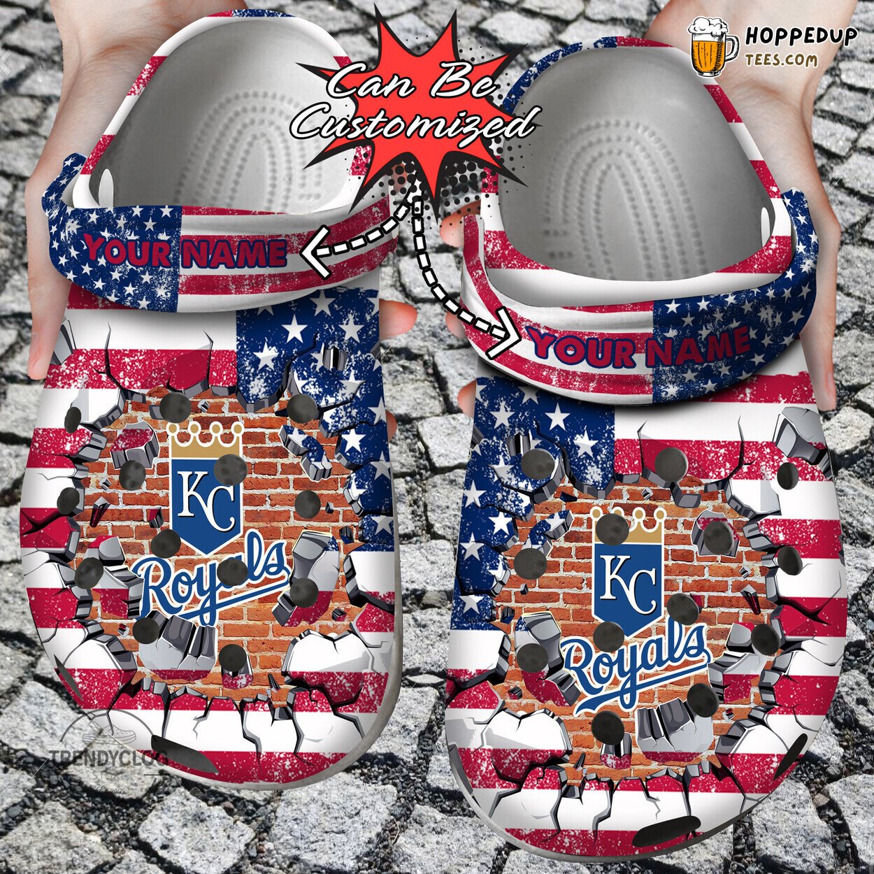 Baseball KC Royals Flag Wall Breaking Personalized Comfortable Clogs