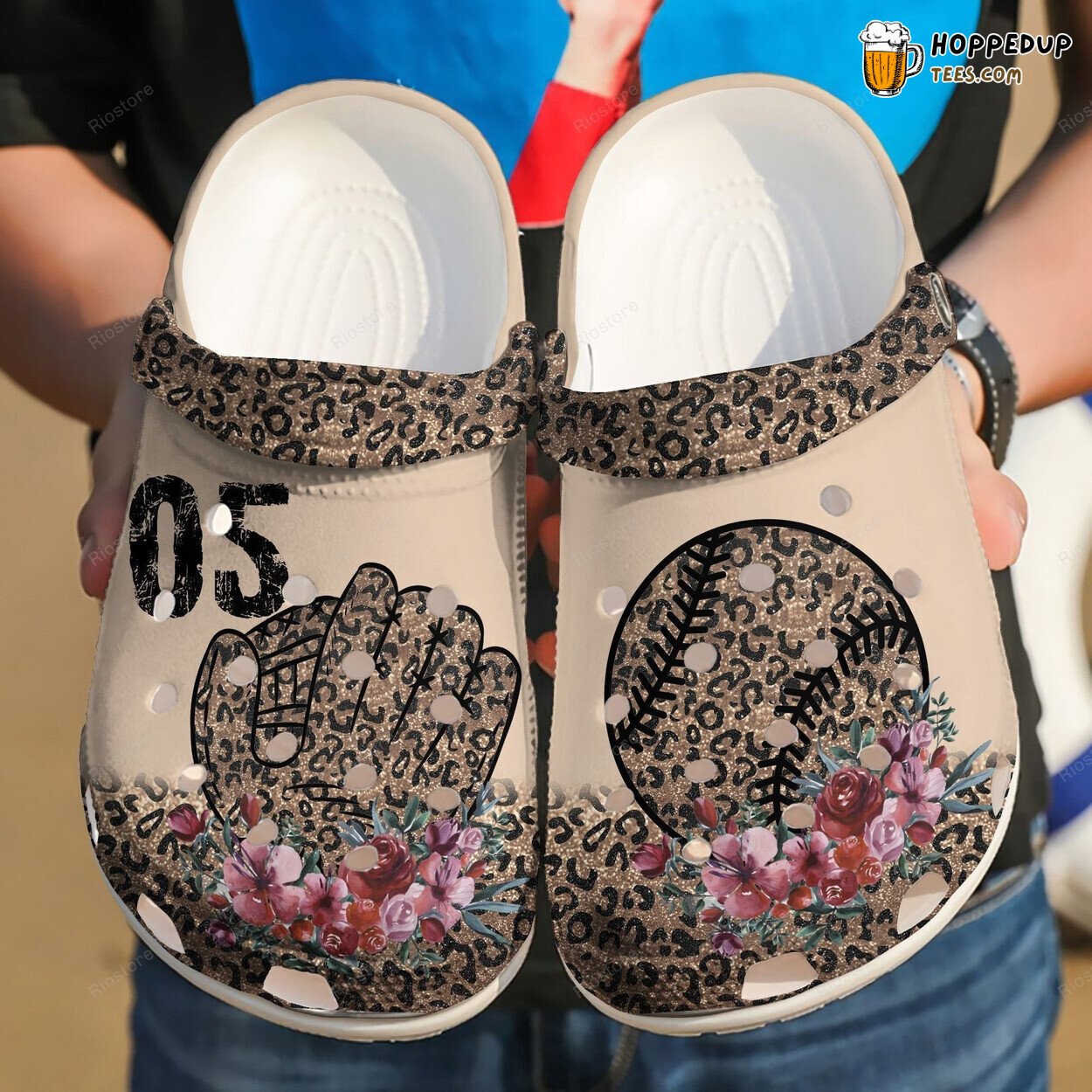 Baseball Leopard Girl Gloves Flower Theme Clog Shoes Unique Sports Design