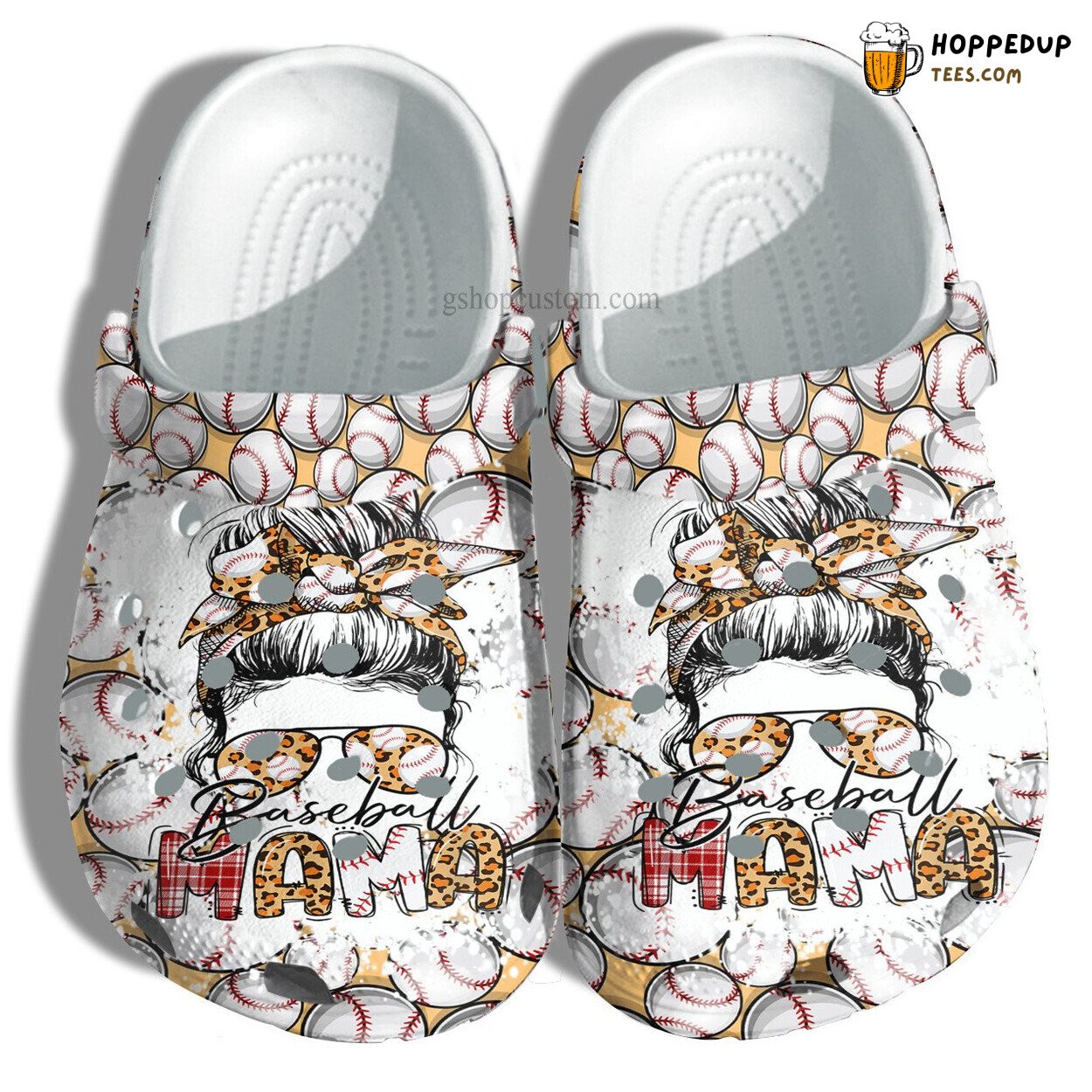 Baseball Mama Leopard Croc Mother Birthday Supporter Son Clogs