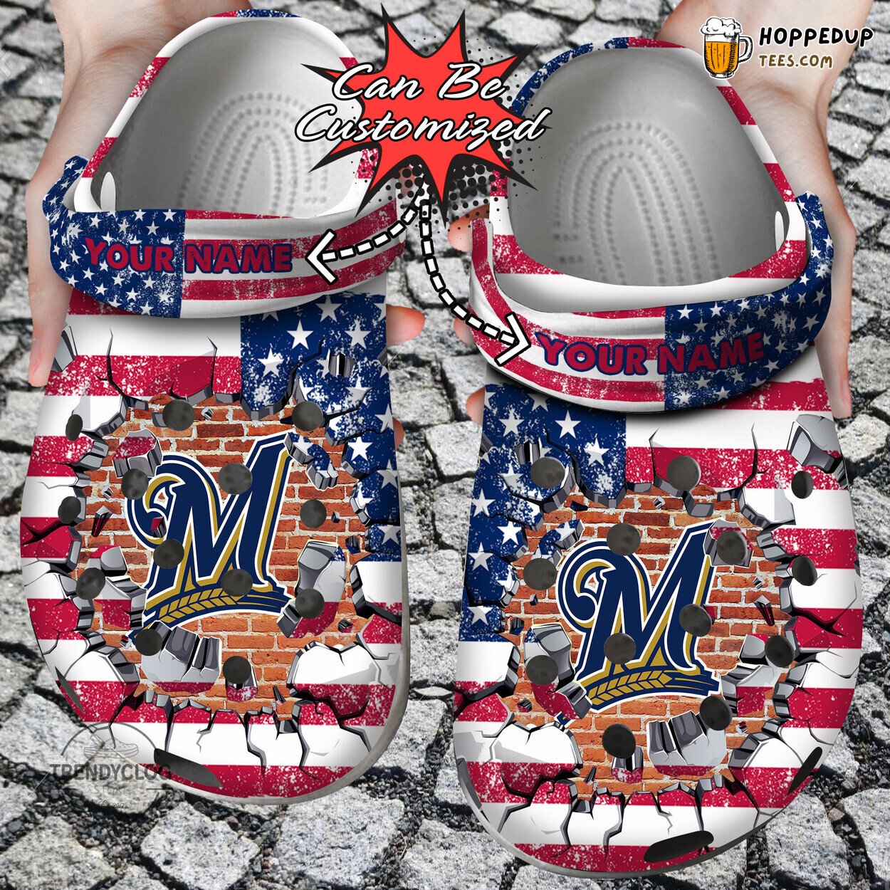 Baseball MBrewers Flag Wall Breaking Personalized Comfortable Clogs