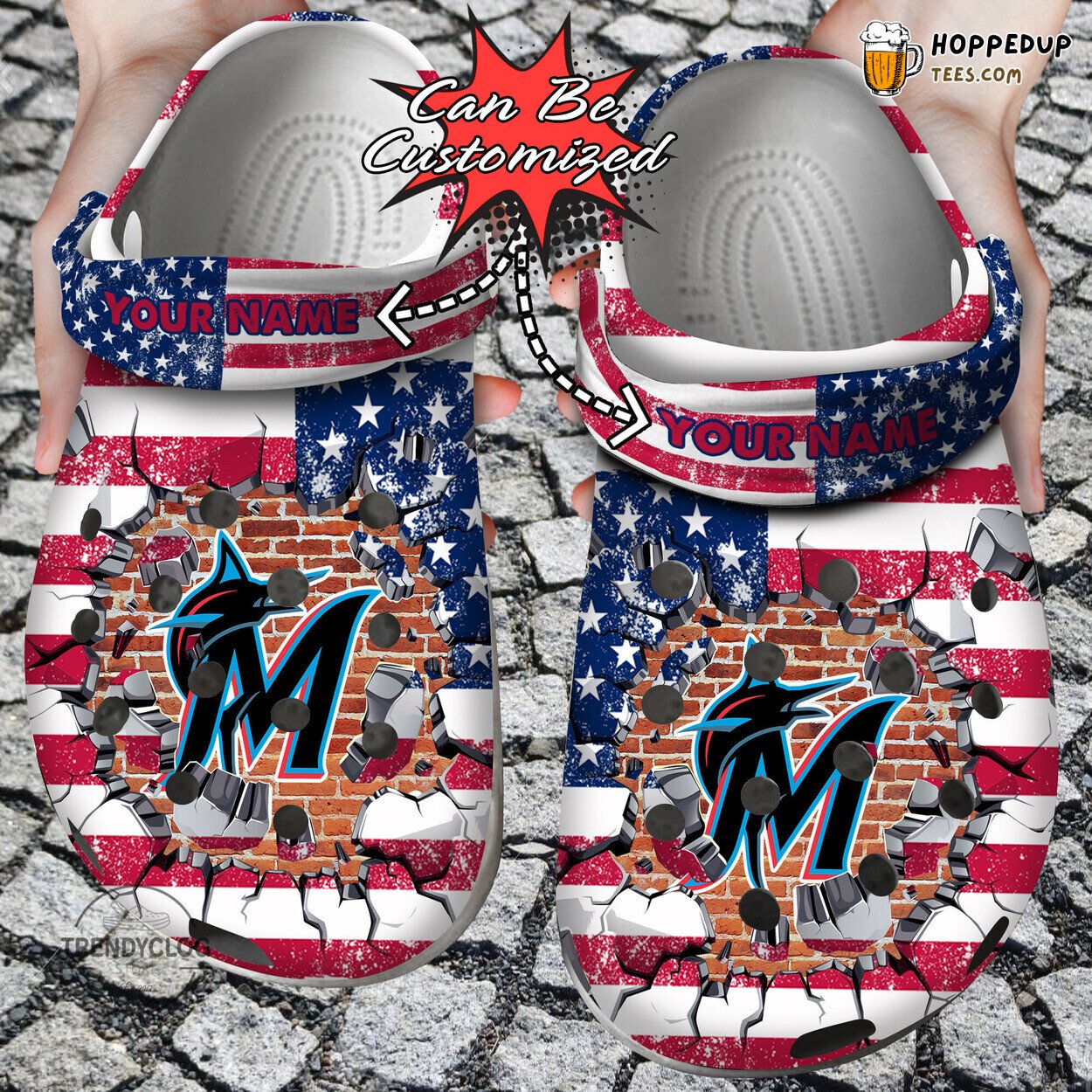 Baseball MMarlins Flag Wall Breaking Personalized Comfortable Clogs