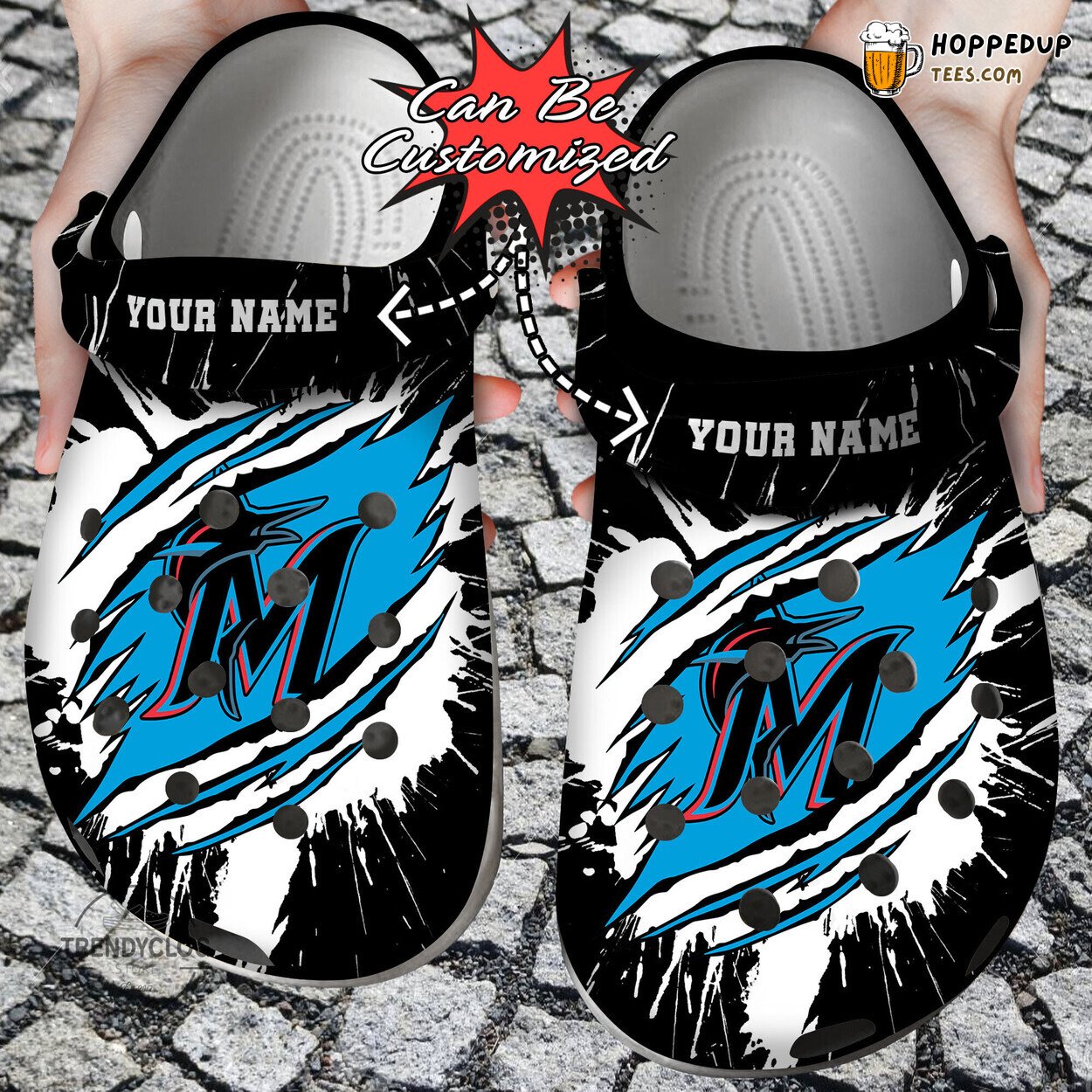 Baseball MMarlins Ripped Claw Personalized Comfortable Clog Shoes