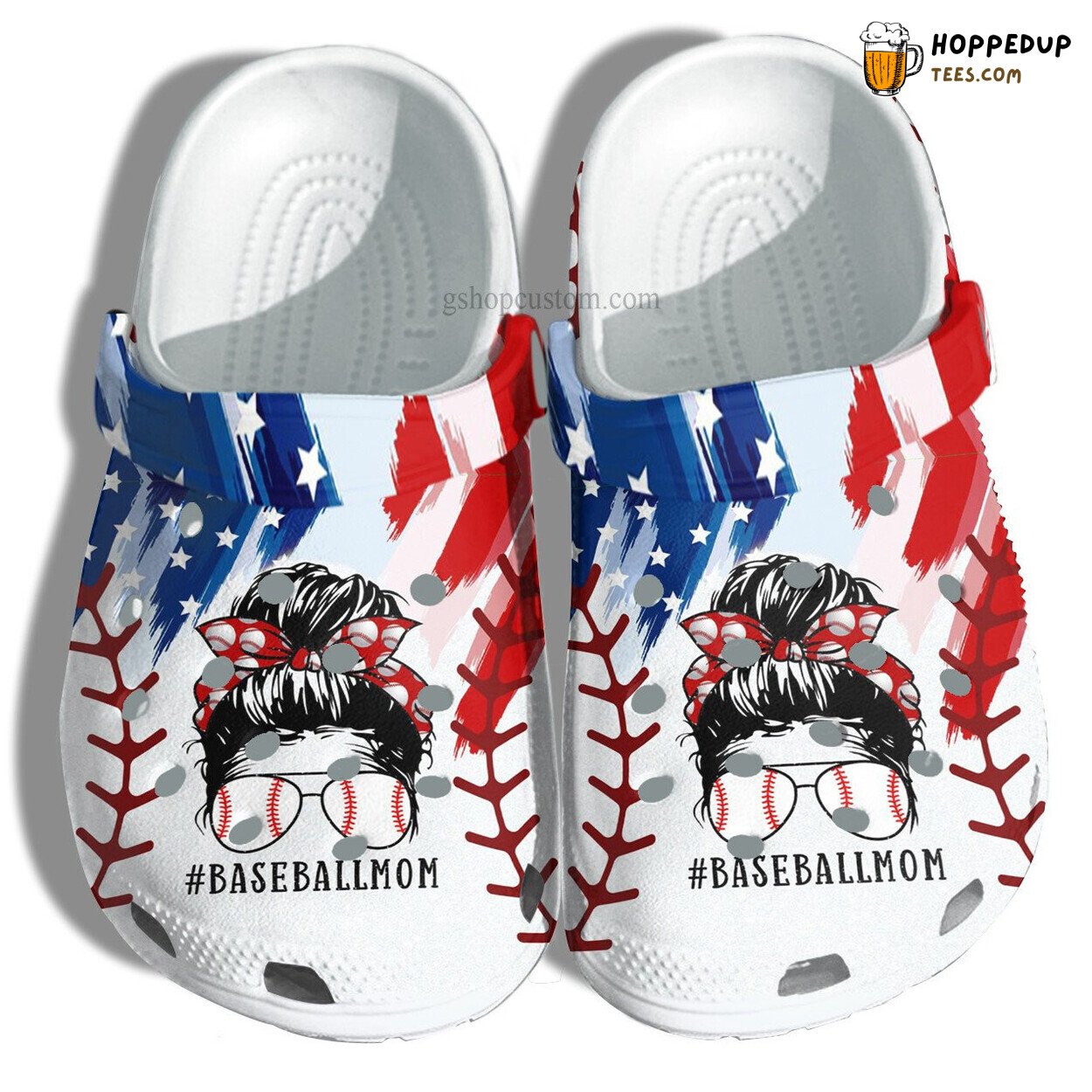 Baseball Mom America Flag Croc Shoes Grandma Line Women Glasses Gift