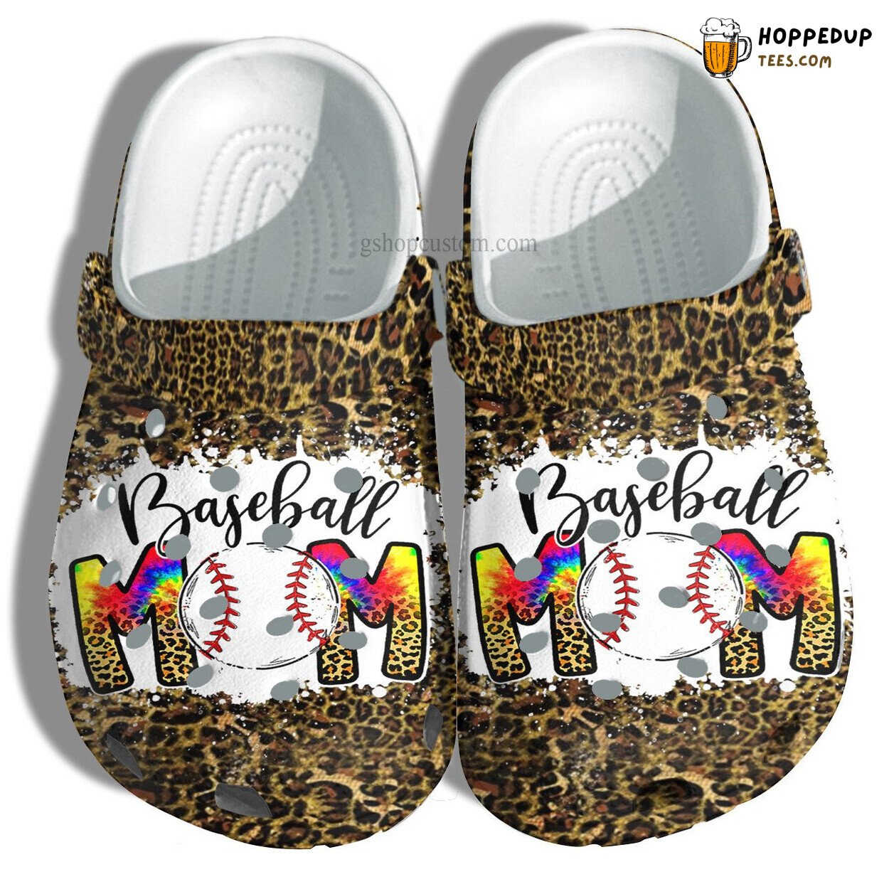 Baseball Mom Hippie Leopard Skin Comfortable Clogs Wife Grandma Shoes