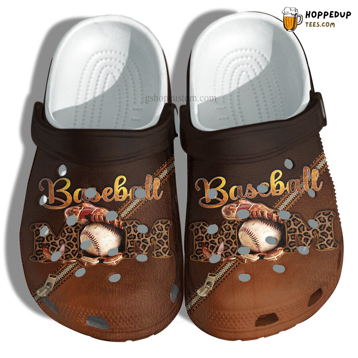 Baseball Mom Leopard Leather Comfortable Shoes For Women Croc Clogs