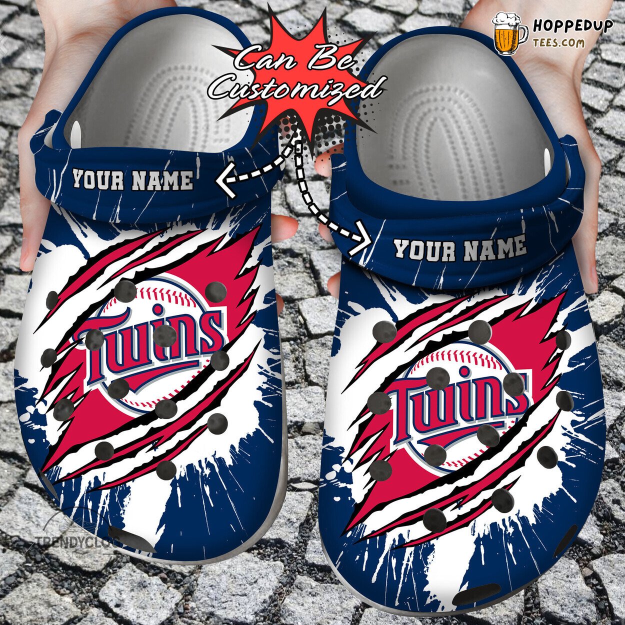 Baseball MTwins Ripped Claw Personalized Comfortable Clog Shoes