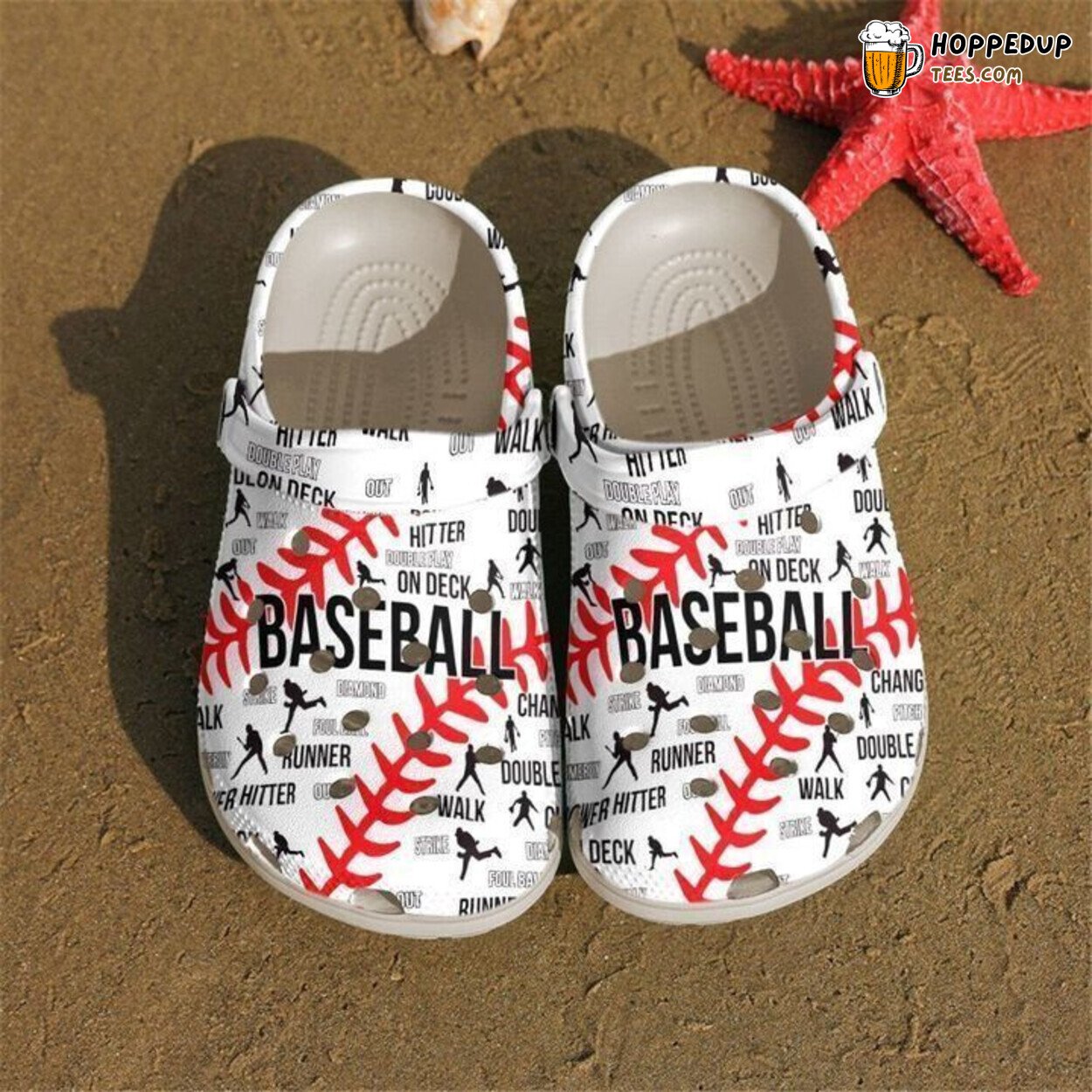 Baseball Pattern Classic Themed Comfortable Unique Design Clog Shoes
