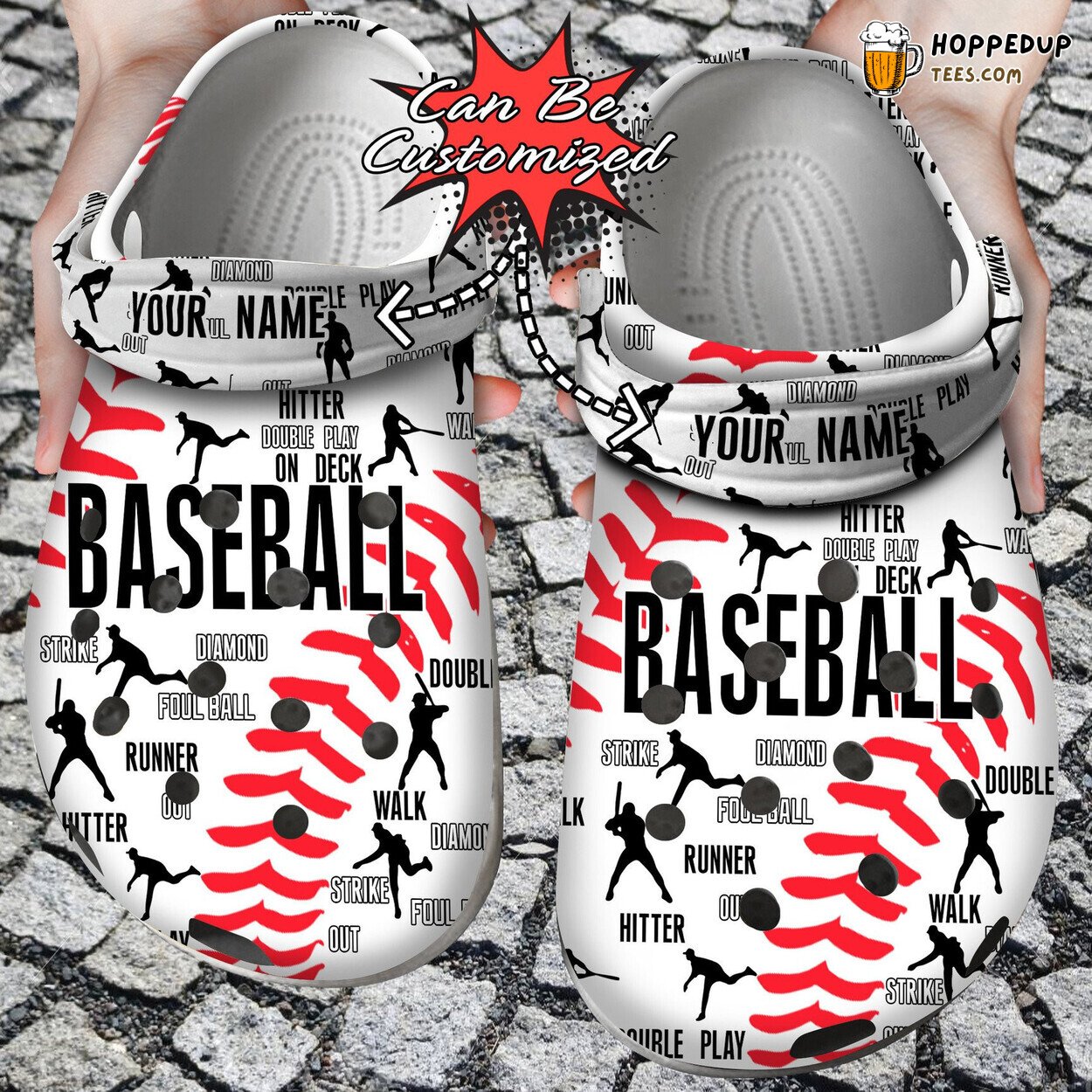 Baseball Pattern Theme Comfortable Clogs Athletic Inspired Footwear