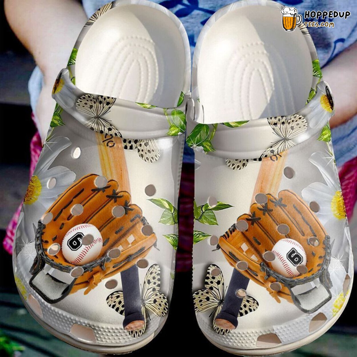 Baseball Personalized and Daisy Theme Classic Comfortable Clogs Shoes Design
