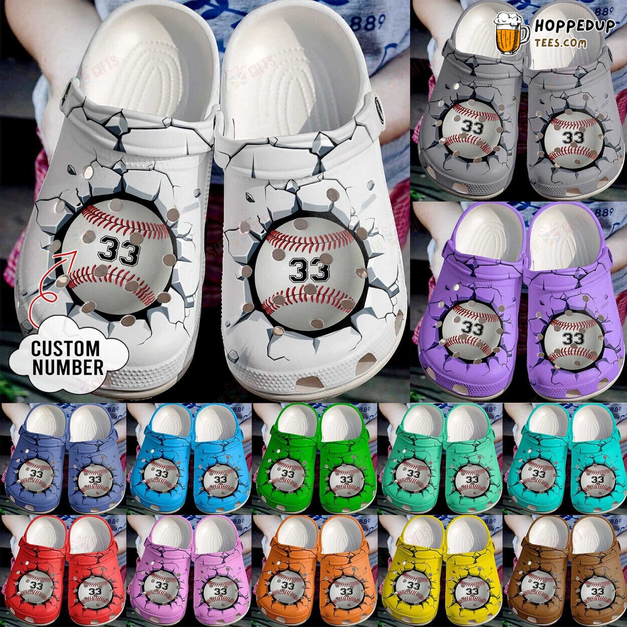 Baseball Personalized Broken Wall Classic Comfy Clog Shoes Design