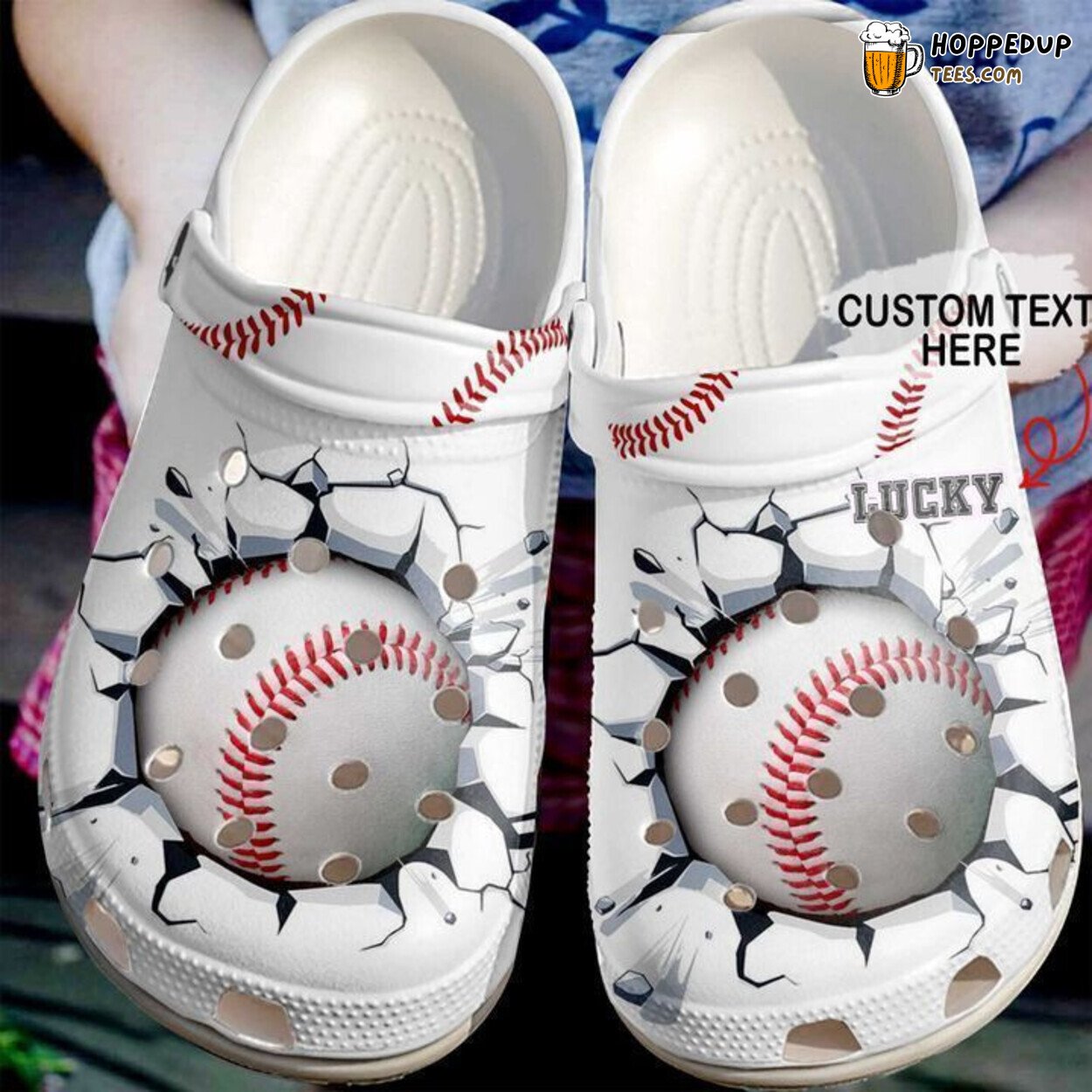 Baseball Personalized Crack Theme Classic Comfortable Clogs Sports Shoes