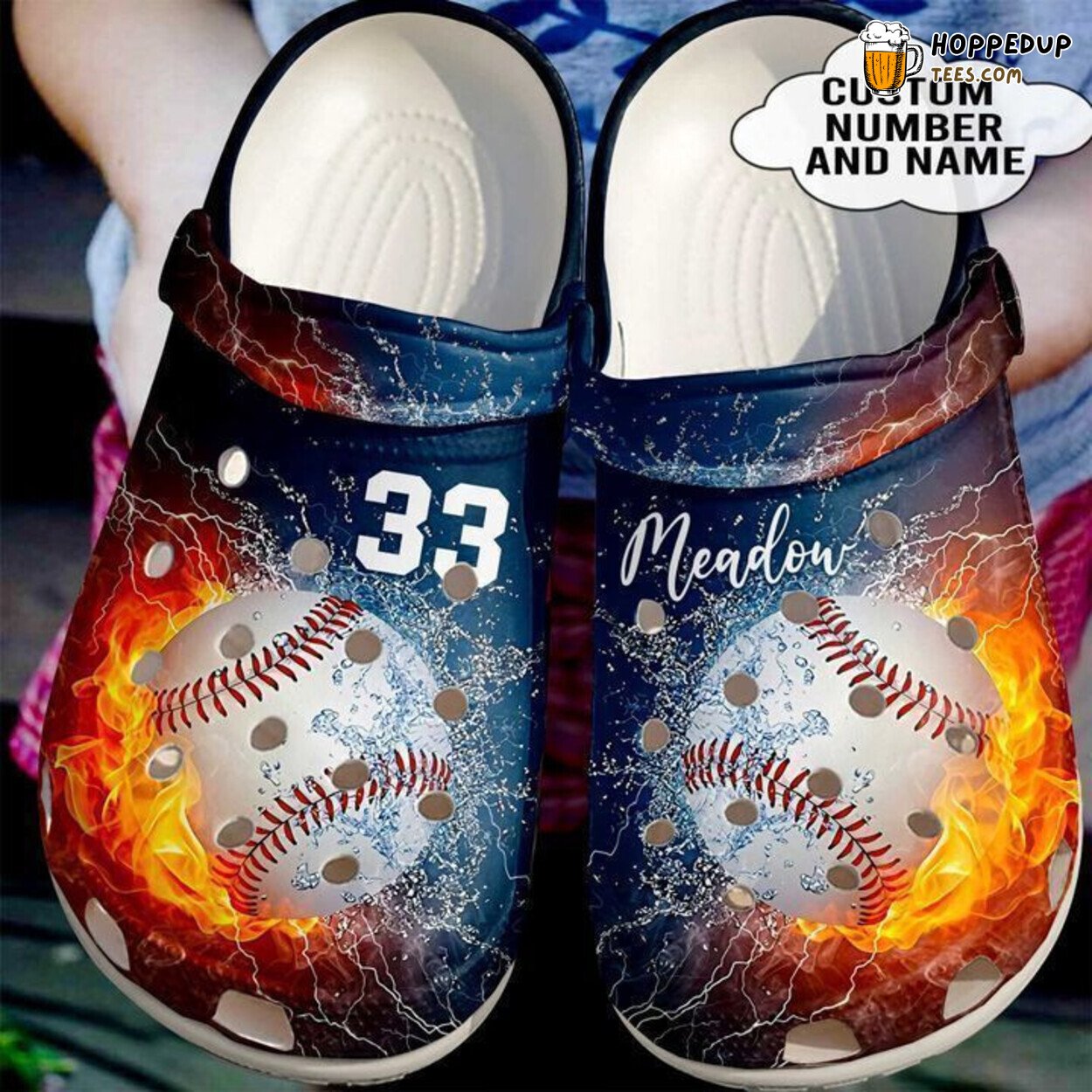 Baseball Personalized Fire Water Theme Classic Comfortable Clogs Shoes