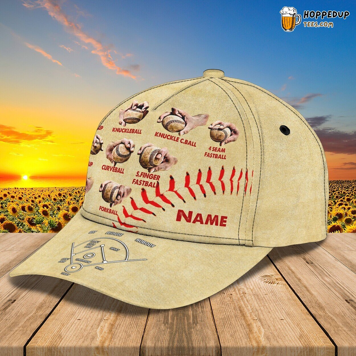 Baseball Pitching Grips 3D Classic Cap Personalized Unique Name Design Look