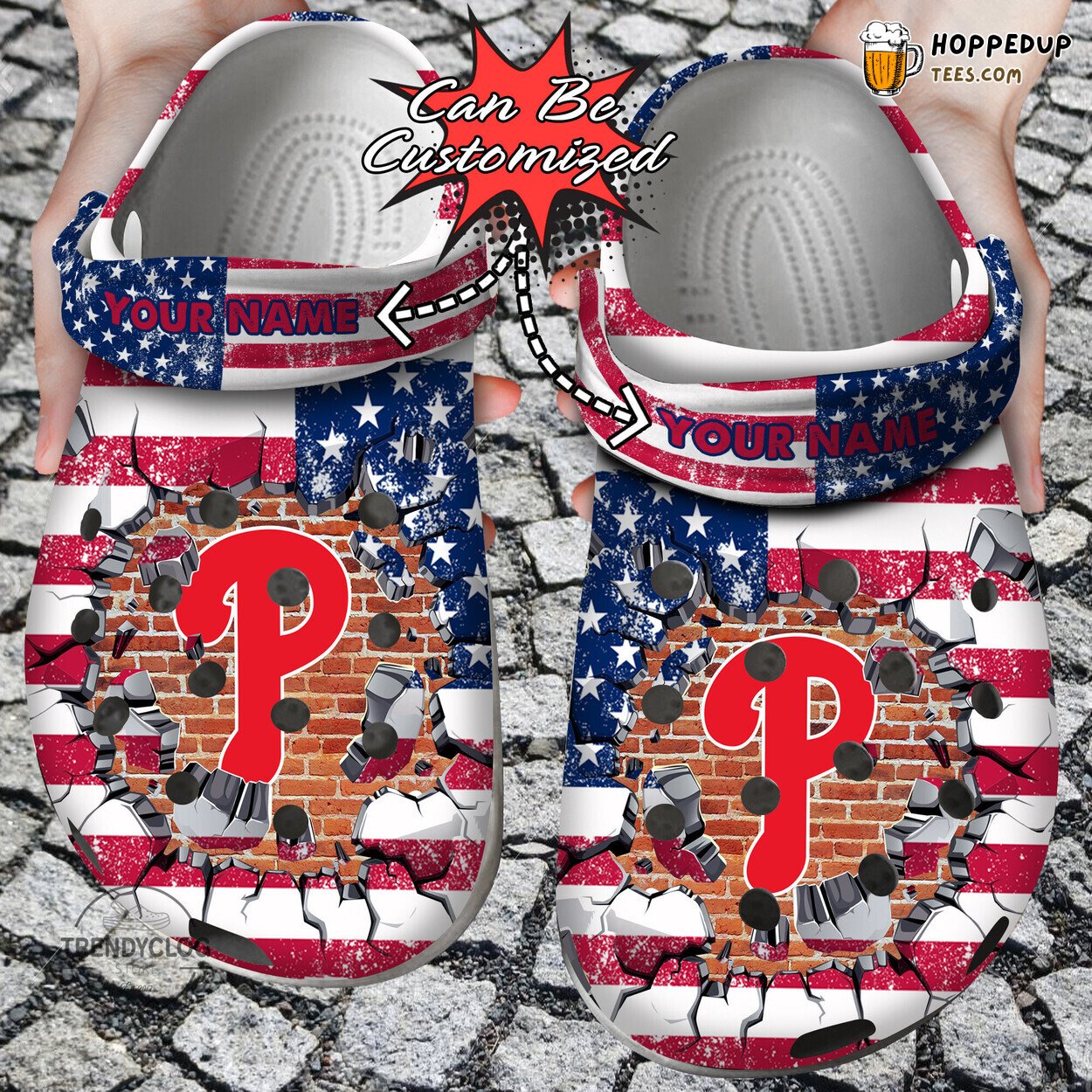 Baseball PPhillies Flag Wall Breaking Personalized Comfortable Clogs