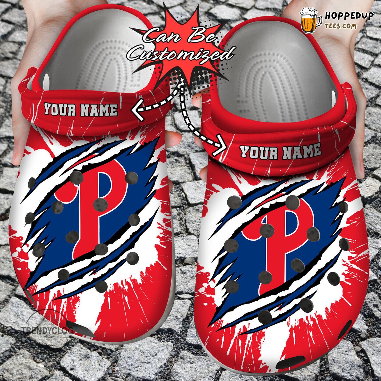 Baseball PPhillies Ripped Claw Personalized Comfortable Clog Shoes