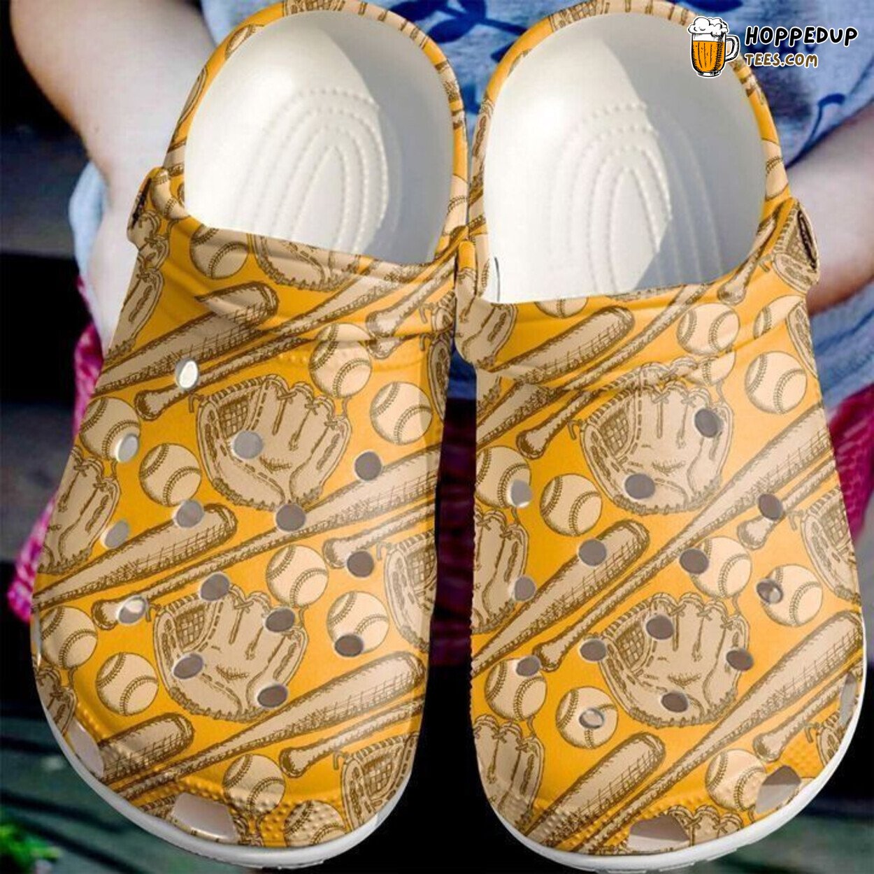 Baseball Seamless Pattern Inspired Classic Comfortable Clogs Shoes Design