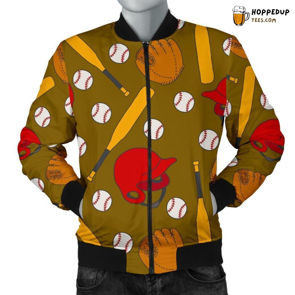 Baseball Sportive Passion Men’s Bomber Jacket Game Day Design Tribute Display