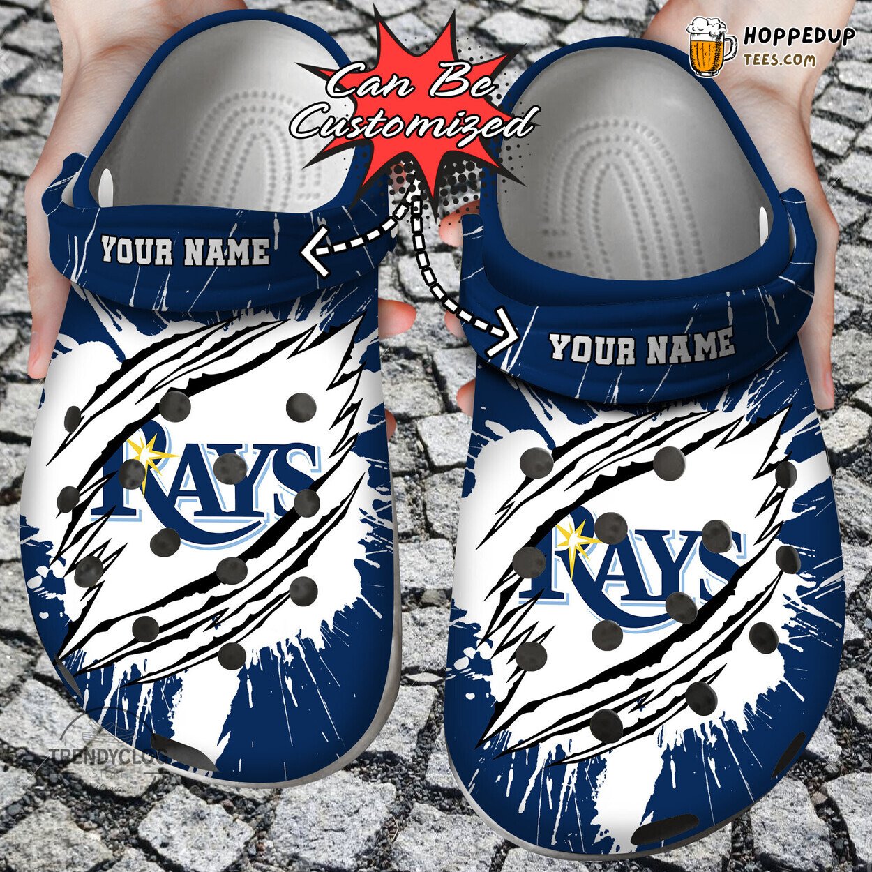 Baseball TB Rays Ripped Claw Personalized Comfortable Clog Shoes