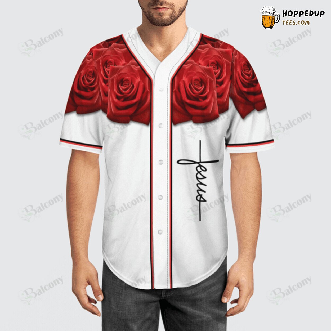 Baseball Tee Jesus Cross and Rose Baseball Jersey