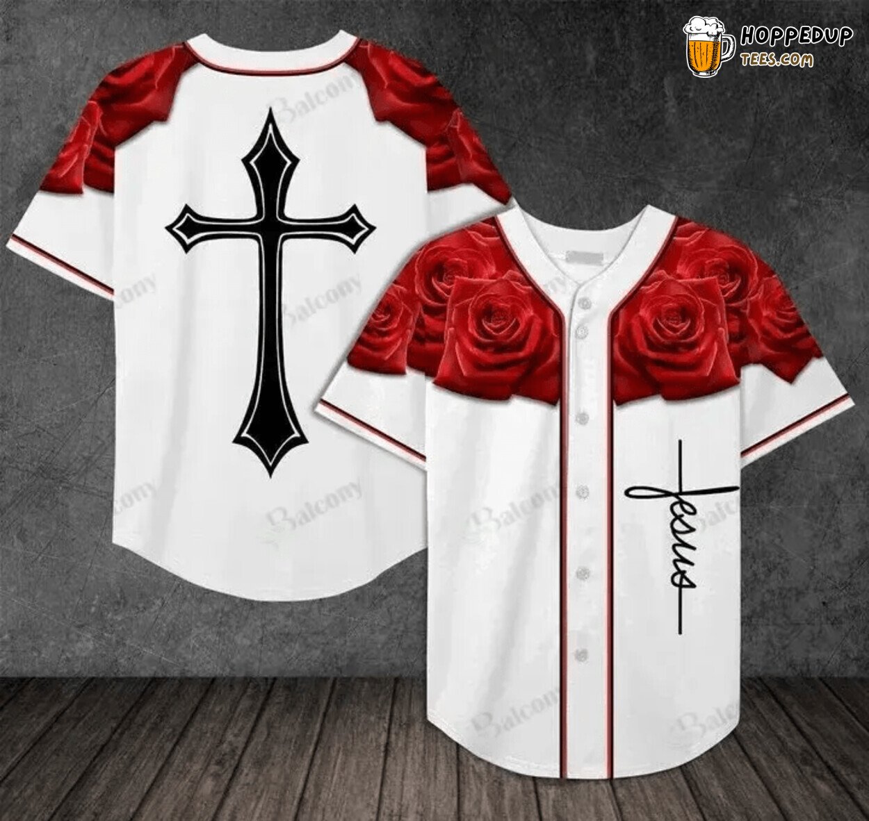 Baseball Tee Jesus Cross and Rose Baseball Jersey