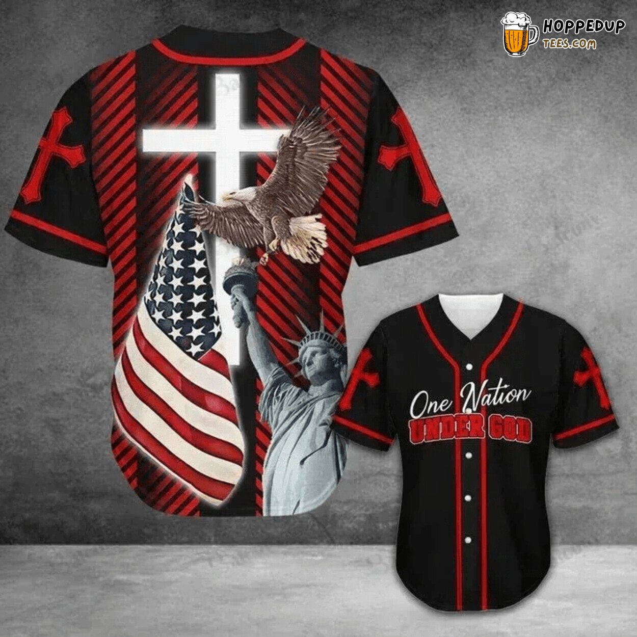 Baseball Tee Jesus Eagle and the US One nation under god Baseball Jersey