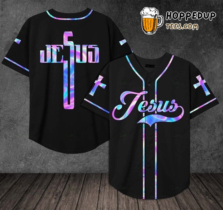 Baseball Tee Jesus Hologram Cross Baseball Jersey