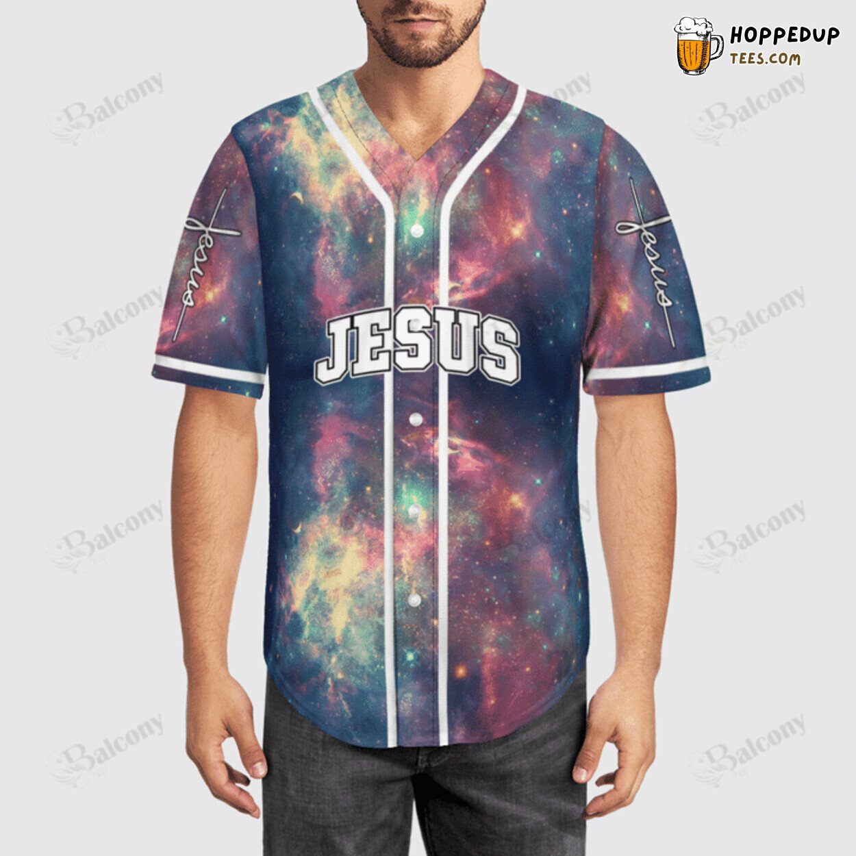 Baseball Tee Jesus My God is the light in the darkness Galaxy Edition Baseball Jersey