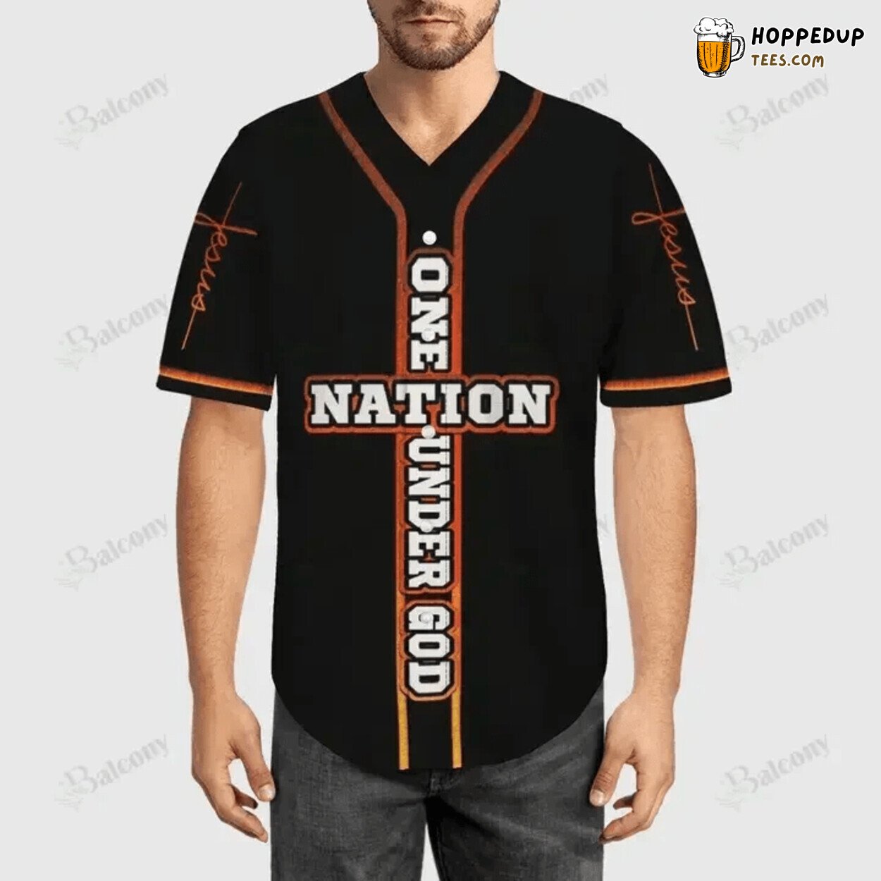 Baseball Tee Jesus One Nation under God Baseball Jersey