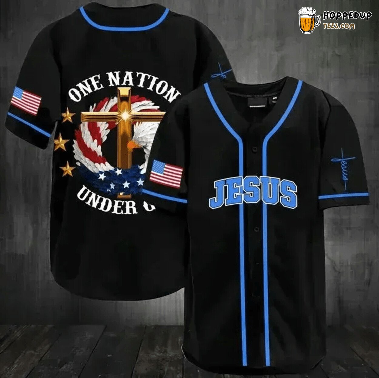 Baseball Tee Jesus One nation under God the Amazing Eagle Baseball Jersey