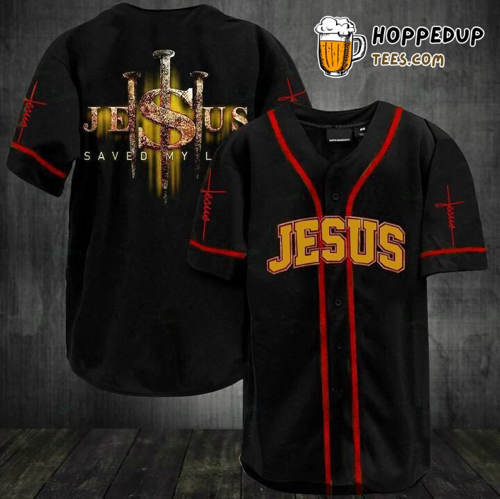 Baseball Tee Jesus Saved My Life Red Baseball Jersey