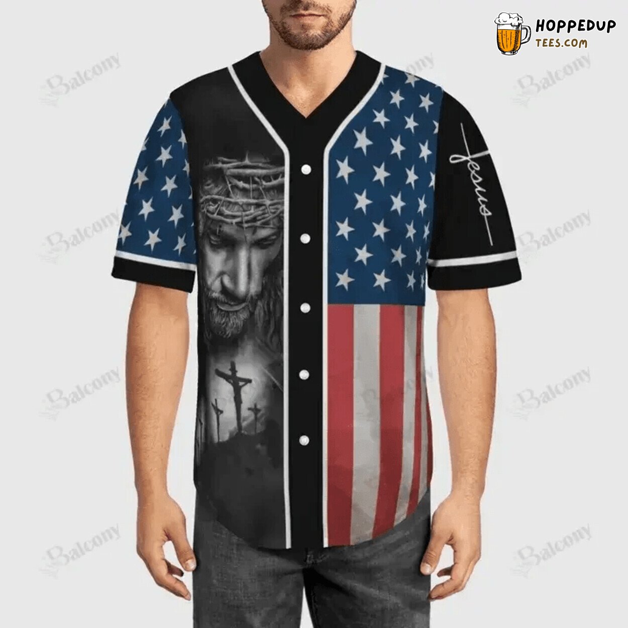 Baseball Tee Jesus The amazing US Flag Baseball Jersey