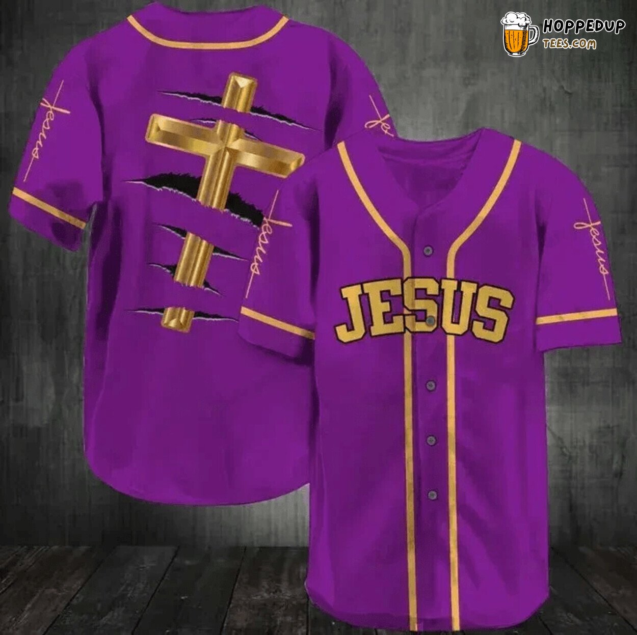 Baseball Tee Jesus The Cross Purple Baseball Jersey
