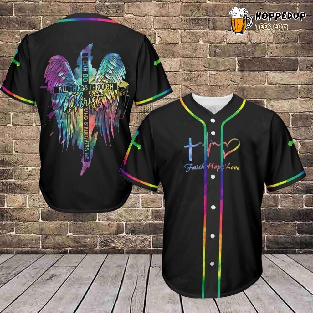 Baseball Tee LGBT Faith Cross Wings Baseball Jersey
