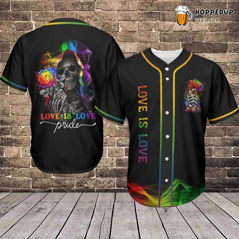 Baseball Tee LGBT Skull Love is Love Baseball Jersey